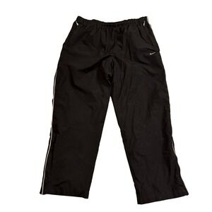 Nike Mens XXL Black Track Pants White Piping Zipper Pockets Lined Warm Up Jogger